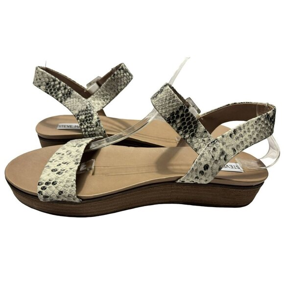 Steve Madden Aida Snakeskin Platform Leather Sandals 10M Ankle Straps NEW - Picture 4 of 9